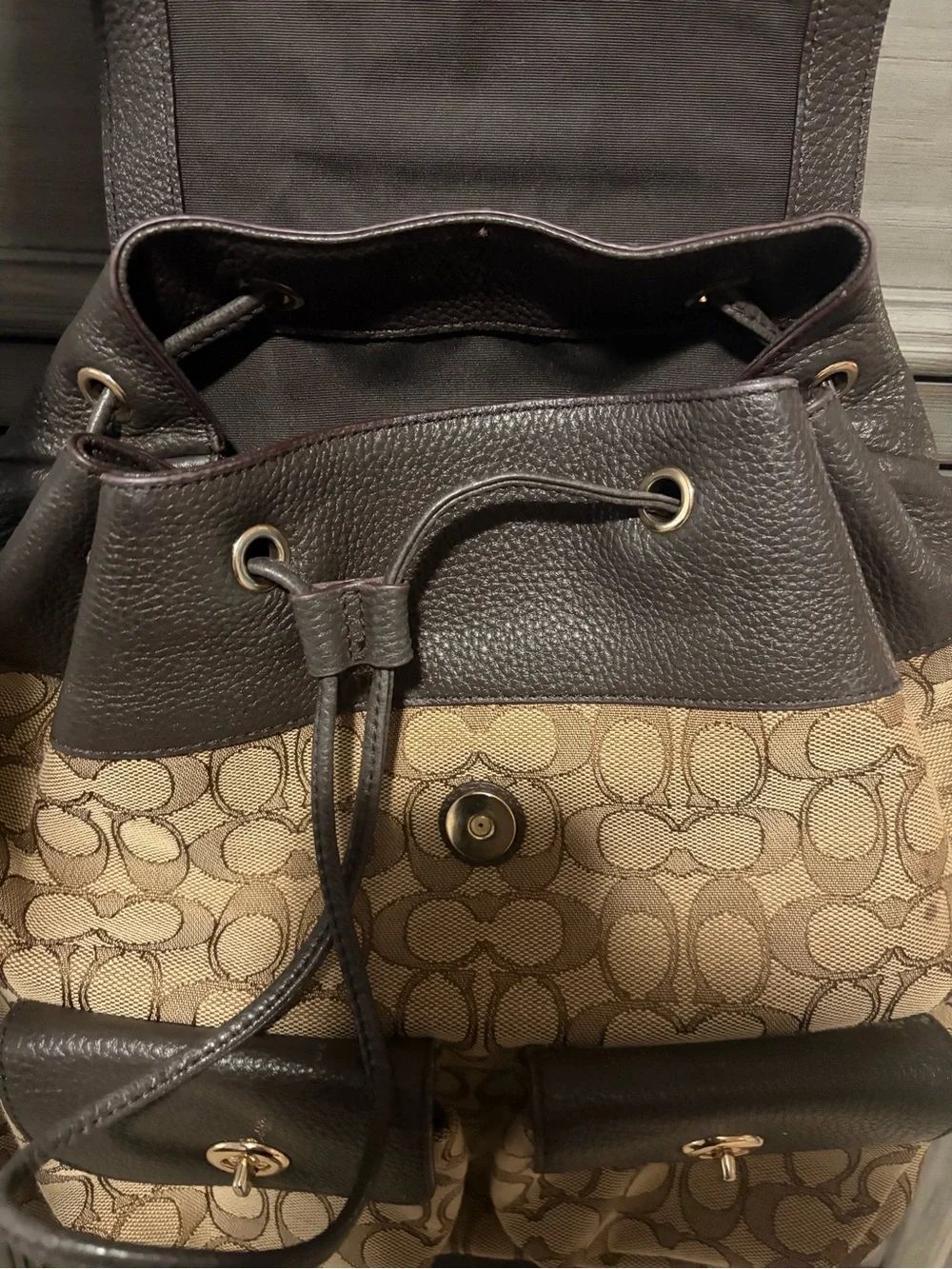 Coach Billie Brown Jacquard Signature Canvas Backpack - Picture 4 of 9